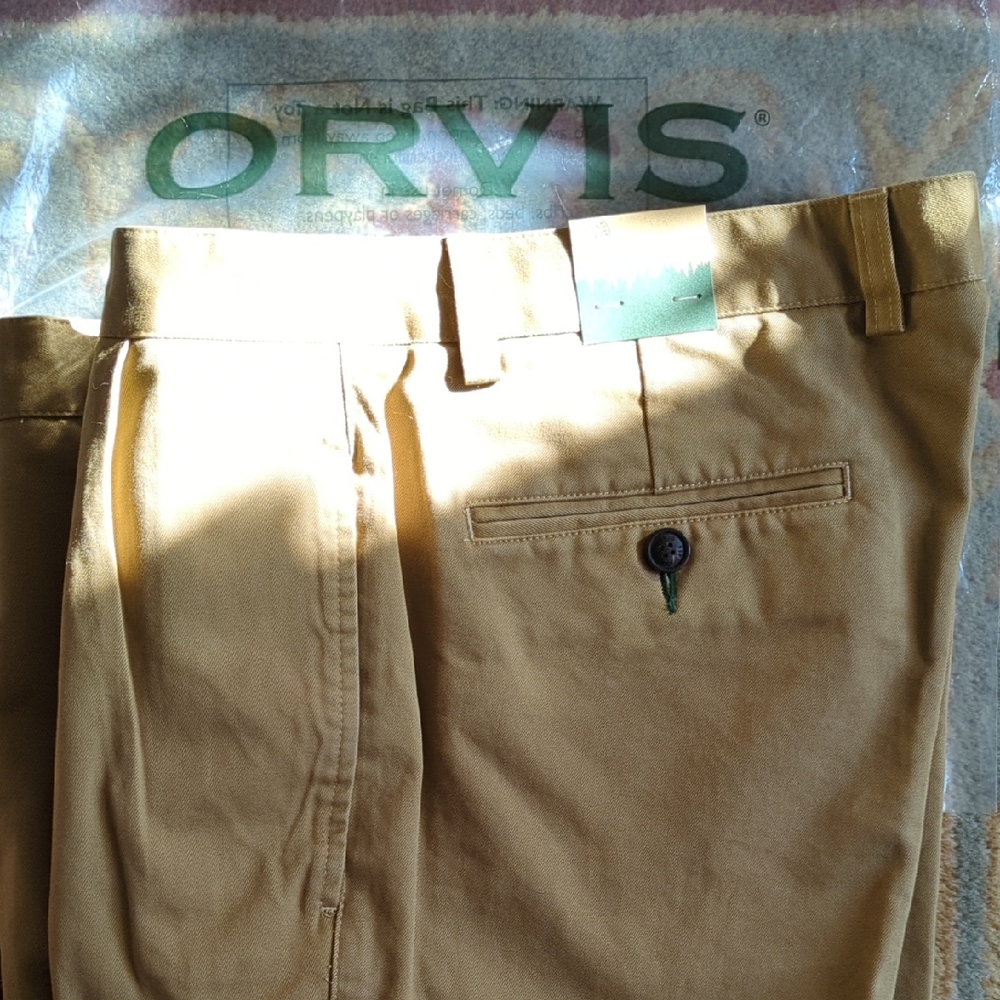 🆕 ORVIS Men's Ultimate Khakis Pleat 35w x 30L Tan 100% Cotton - Sold Out